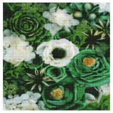 GA0001 Зелені відтінки квітів, 50x50 см. Strateg. Набір алмазної мозаїки на підрамнику (круглі, повна). Стратег