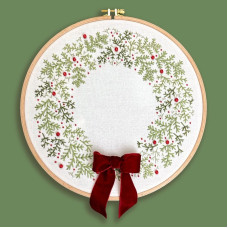 GL-5 Кольорова Набір для вишивки гладдю - Святковий вінок 23 см (схема на домотканому полотні )