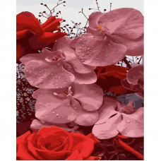 GS1288 Рожеві орхідеї, 40x50 см. Strateg. Картина за номерами (Стратег)