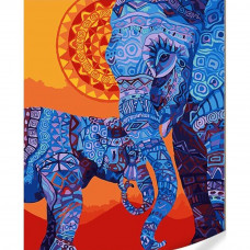 GS1614 Індійські слони, на кольоровому полотні 40х50 см. Strateg. Картина за номерами (Стратег)