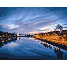 GX23841 Вид на нічну річку. Brushme. Картина за номерами