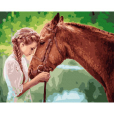 GX32824 Юна дівчина з конем. Brushme. Картина за номерами