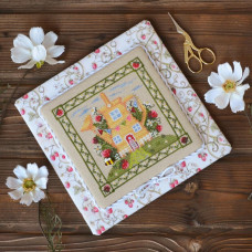 Х-060+F-060 Тела Артіс  Набір для вишивки рахунковим хрестиком - Будиночок полуничної феї 13,5х13,5 см, рівномірка 32 ct (набір+тканина для декору)