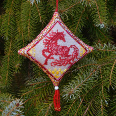 Х-409 Тела Артіс Набір для вишивки рахунковим хрестиком - Подушечка Вогняний кінь 8x8 см, Belfast 32 ct