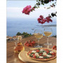 HEG86066 Італійська піца з келихом білого вина, 30х40 см. Strateg. Набір алмазної мозаїки на підрамнику (квадратні, повна). Стратег