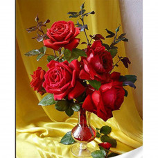 HEG86876 Оксамитово-червоні троянди, 30х40 см. Strateg. Набір алмазної мозаїки на підрамнику (квадратні, повна). Стратег