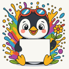 HH8021- Strateg Картина за номерами - Пінгвін з листівкою 20x20 см (Стратег) HH8021- Strateg Картина за номерами - Пінгвін з листівкою 20x20 см (Стратег)