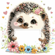 HH8024- Strateg Картина за номерами - Їжачок з листівкою 20x20 см (Стратег) HH8024- Strateg Картина за номерами - Їжачок з листівкою 20x20 см (Стратег)