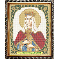 IKUA4106 ArtSolo Заготовка для вишивки бісером - Ікона Св. Мучениця Людмила 20,5x25 см (схема на атласі)