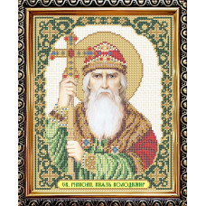 IKUA4135 ArtSolo Заготовка для вишивки бісером - Ікона Св. Рівноапостольний Князь Володимир 20,5x25 см (схема на атласі)