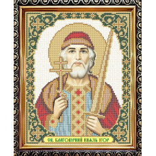 IKUA4136 ArtSolo Заготовка для вишивки бісером - Ікона Св. Благовірний Князь Ігор 20,5x25 см (схема на атласі)