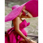 JSFH85897 Яскраве рожеве плаття та капелюх, 40х50 см. Strateg. Набір алмазної мозаїки без підрамника (круглі, повна). Стратег