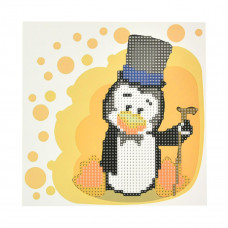 JUB14407 Казковий пінгвін, 18x18 см. Strateg. Набір алмазної мозаїки без підрамника на паперовій основі (круглі, повна). Стратег