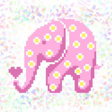 K119 Рожевий слон. Confetti. Водорозчинний флізелін з малюнком