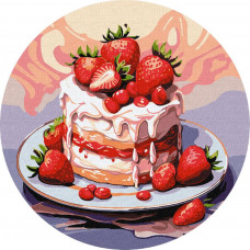 KHO-R1031 Полуничний торт ©art_selena_ua. Ideyka. Картина за номерами (Ідейка КНО-R1031)