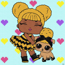 KHO1176 Ideyka Картина за номерами - L.O.L. Surprise! TroopSurprise Queen Bee With Queen Pup, 30х30 см (на підрамнику, Ідейка КНО-1176)