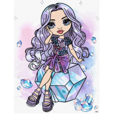 KHO1339 Ideyka Картина за номерами - Rainbow High. Violet 30х40 см (на підрамнику, зі стразами, Ідейка КНО-1339)
