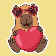 KHO1349 Ideyka Картина за номерами - Капібара та серце 30x30 см, (на підрамнику, Ідейка KHO1349) ©art_selena_ua