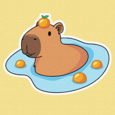 KHO1359 Ideyka Картина за номерами - Капібара в калюжі 30x30 см, (на підрамнику, Ідейка KHO1359) ©art_selena_ua