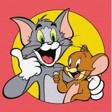 KHO1370 Ideyka Картина за номерами - Tom and Jerry: Разом веселіше 25x25 см, (на підрамнику, Ідейка KHO1370)