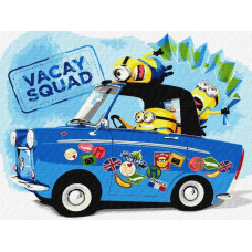 KHO1418 Ideyka Картина за номерами - Minions: Дорога у відпустку 30x40 см, (на підрамнику, Ідейка KHO-1418) ©Universal City Studios LLC