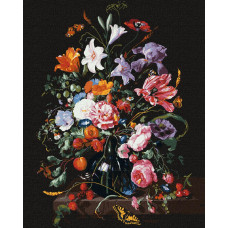 KHO3208 Ваза з квітами та ягодами ©Jan Davidsz. de Heem. Ideyka. Картина за номерами (Ідейка КНО3208)
