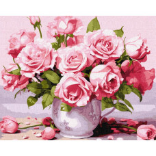 KHO3254 Рожеві троянди ©art_selena_ua. Ideyka. Картина за номерами (Ідейка КНО-3254)