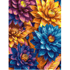 KHO3305 Яскраві жоржини з фарбами металік extra ©art_selena_ua, 30х40 см. Ideyka. Картина за номерами (Ідейка КНО-3305)