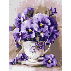 KHO3335 Ideyka Картина за номерами - Чай з фіалками 30x40 см, (на підрамнику, Ідейка KHO3335) ©art_selena_ua