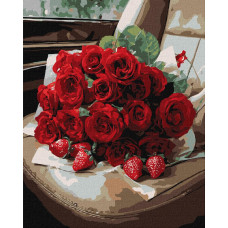 KHO3337 Ideyka Картина за номерами - Романтичний букет троянд 40х50 см (на підрамнику, Ідейка КНО-3337) ©art_selena_ua