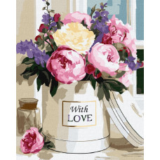 KHO3340 Ideyka Картина за номерами - Теплі квіткові відтінки 40х50 см (на підрамнику, Ідейка КНО-3340) ©art_selena_ua