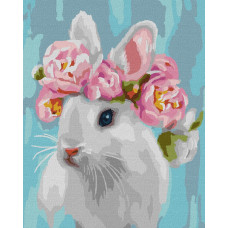 KHO4494 Білосніжний кролик ©Юлія Томеско. Ideyka. Картина за номерами (Ідейка КНО4494)