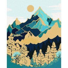 KHO5102 Гірський ландшафт з фарбами металік extra ©art_selena_ua. Ideyka. Картина за номерами (Ідейка КНО-5102)