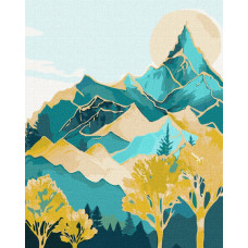 KHO5104 Гірські вершини з фарбами металік extra ©art_selena_ua. Ideyka. Картина за номерами (Ідейка КНО-5104)