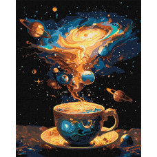 KHO5124 Космічне чаювання з фарбами металік ©art_selena_ua. Ideyka. Картина за номерами (Ідейка КНО-5124)