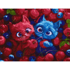 KHO5143 Ягідні пухнастики ©art_selena_ua, 30х40 см. Ideyka. Картина за номерами (Ідейка КНО-5143)