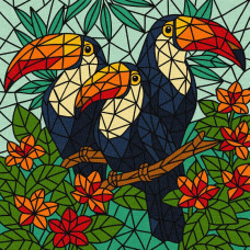 KHO5169 Ideyka Картина за номерами - Вітраж. Тріо туканів 30х30 см (на підрамнику, Ідейка КНО-5169) ©art_selena_ua KHO5169 Ideyka Картина за номерами - Вітраж. Тріо туканів 30х30 см (на підрамнику, Ідейка КНО-5169) ©art_selena_ua