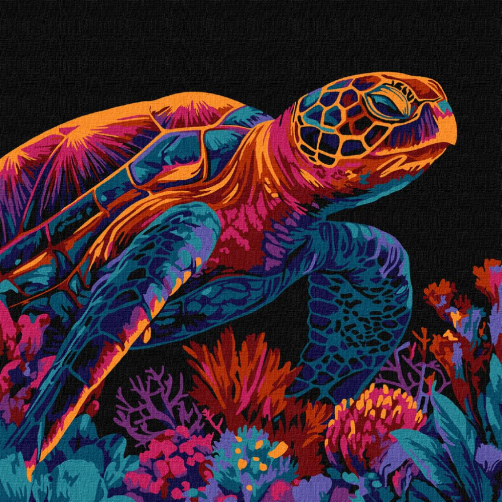 KHO5182 Ideyka Картина за номерами - Загадкова черепаха 30х30 см (на підрамнику, на чорному фоні, Ідейка КНО-5182) ©art_selena_ua KHO5182 Ideyka Картина за номерами - Загадкова черепаха 30х30 см (на підрамнику, на чорному фоні, Ідейка КНО-5182) ©art_selena_ua