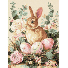 KHO5184 Ideyka Картина за номерами - Святковий кролик 30x40 см, (на підрамнику, Ідейка KHO5184)