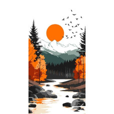 KHO6415 Ideyka Картина за номерами - Жовтий місяць серед осіннього лісу 40х80 см (на підрамнику, Ідейка КНО-6415) ©art_selena_ua