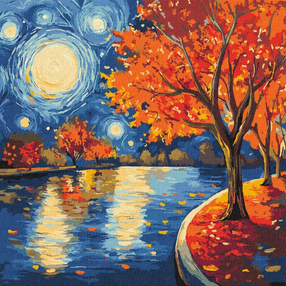 KHO6423 Ideyka Картина за номерами - Осіння ніч 40х40 см (на підрамнику, Ідейка КНО-6423) ©art_selena_ua KHO6423 Ideyka Картина за номерами - Осіння ніч 40х40 см (на підрамнику, Ідейка КНО-6423) ©art_selena_ua
