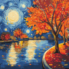 KHO6423 Ideyka Картина за номерами - Осіння ніч 40х40 см (на підрамнику, Ідейка КНО-6423) ©art_selena_ua KHO6423 Ideyka Картина за номерами - Осіння ніч 40х40 см (на підрамнику, Ідейка КНО-6423) ©art_selena_ua