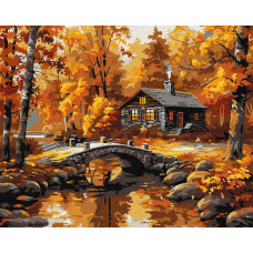 KHO6426 Ideyka Картина за номерами - Селище над річкою 40х50 см (на підрамнику, Ідейка КНО-6426) ©art_selena_ua