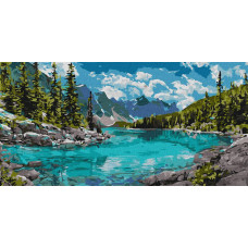 KHO6428 Ideyka Картина за номерами - Дихання Альп 80x40 см, (на підрамнику, Ідейка KHO6428) ©art_selena_ua