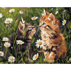 KHO6631 Котики у квітах ©art_selena_ua. Ideyka. Картина за номерами (Ідейка КНО-6631)