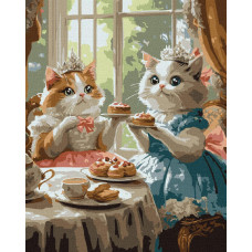 KHO6691 Ideyka Картина за номерами - Вечірка котячих леді 40х50 см (на підрамнику, Ідейка КНО-6691) ©art_selena_ua