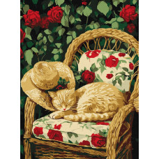 KHO6712 Кіт у саду ©art_selena_ua, 30х40 см. Ideyka. Картина за номерами (Ідейка КНО-6712)