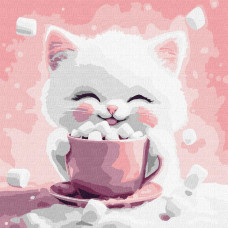 KHO6718 Какао для котика, картина № 2 ©art_selena_ua, 30х30 см. Ideyka. Картина за номерами (Ідейка КНО-6718)