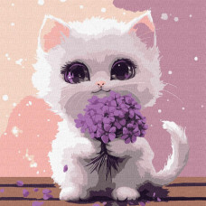 KHO6724 Сонячний мурчик ©art_selena_ua, 30х30 см. Ideyka. Картина за номерами (Ідейка КНО-6724)