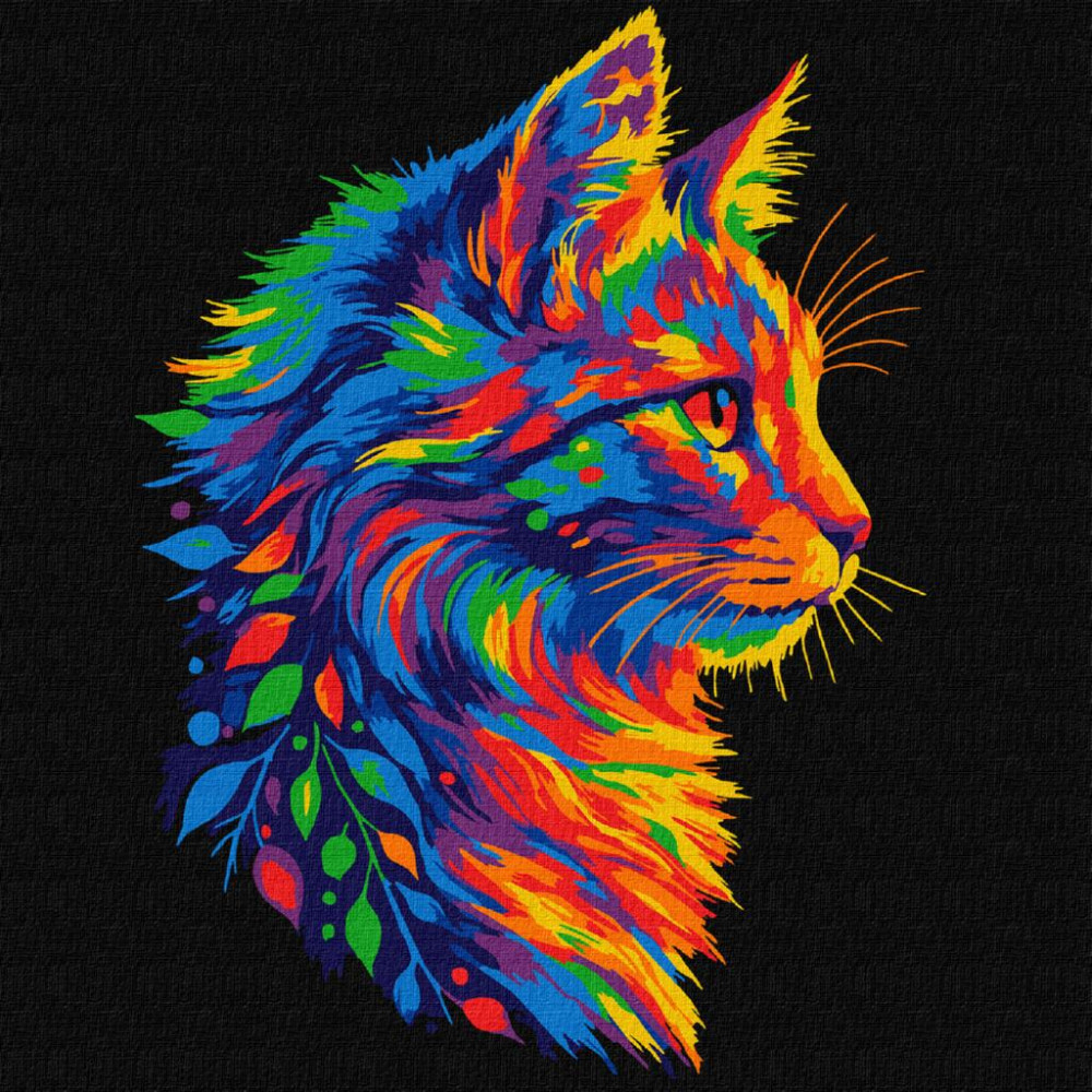 KHO6822 Ideyka Картина за номерами - Яскравий котик 30х30 см (на підрамнику, на чорному фоні, Ідейка КНО-6822) ©art_selena_ua KHO6822 Ideyka Картина за номерами - Яскравий котик 30х30 см (на підрамнику, на чорному фоні, Ідейка КНО-6822) ©art_selena_ua